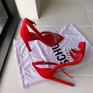 NWT - Vivid red heels sandals with rhinestones